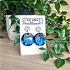 Blue And Black Round Glitter Dangle Stud Earrings Handmade jewellery