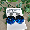 Blue And Black Round Glitter Dangle Stud Earrings Handmade jewellery