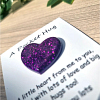 Tiny Purple Glitter Resin Heart Pocket Hug – encouraging resin pocket hug