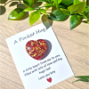 Tiny Red Glitter Gold Flake Resin Heart Pocket Hug – encouraging resin pocket hug