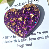 Thoughtful Gold Flake Purple Resin Heart Pocket Hug  Various Sizes – portable resin pocket hug