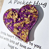 Comforting Purple Glitter Gold Flake Resin  Heart Pocket Hug Style 2 – cute handmade resin pocket hug