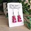 Melon Pink Resin Gummy Bear Bear Dangle Earrings Handmade Resin Jewellery NZ (2)