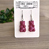 Melon Pink Resin Gummy Bear Bear Dangle Earrings Handmade Resin Jewellery NZ (2)