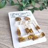 Gold Glitter Rectangle Resin Stud Dangle Earrings Handmade New Zealand