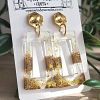 Gold Glitter Rectangle Resin Stud Dangle Earrings Handmade New Zealand
