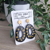 Gold Glitter Black Resin Oval Resin Earrings Handmade Jewellery NZ