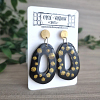 Gold Glitter Black Resin Oval Resin Earrings Handmade Jewellery NZ