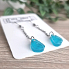 Blue Translucent Glitter Sparkle Dangle Earrings Handmade Jewellery Nz