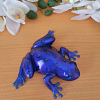 Detailed Blue Resin Frog – Whimsical Handmade Figurine for Fairy Gardens & Terrariums – charming pocket-sized resin frog