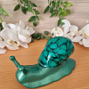 Tiny Large Green Resin And Green Stones Resin Snail – detailed glossy resin snail
