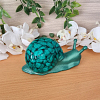 Tiny Large Green Resin And Green Stones Resin Snail – detailed glossy resin snail