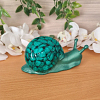 Tiny Large Green Resin And Green Stones Resin Snail – detailed glossy resin snail
