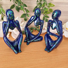Resin Thinking Figurines Dark Blue Glitter Figures x 3