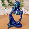 Resin Thinking Figurines Dark Blue Glitter Figures x 3