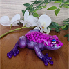 Whimsical Purple Resin Pink Pebbles Resin Frog – Whimsical Handmade Figurine for Fairy Gardens & Terrariums – cute handmade resin animal