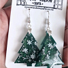 Artistic Christmas Tree Green Glitter Earrings - Green Resin Earrings – colorful handmade resin jewellery