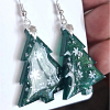Artistic Christmas Tree Green Glitter Earrings - Green Resin Earrings – colorful handmade resin jewellery