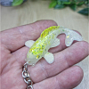 Yellow White Glitter And Resin Koi Fish Keychain Keyring