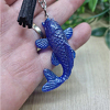 Blue Shimmer Glitter Koi Fish Keychain / Keyring