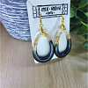 Handmade Gold Flake Black Resin Oval Dangle Earrings Handmade Earrings – handmade resin jewellery