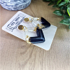 Gold Flake Black Resin Square Dangle Earrings Handmade Earrings (3)