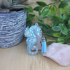 Blue Resin Blue Glitter Seahorse Keychain