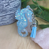 Blue Resin Blue Glitter Seahorse Keychain
