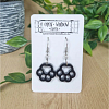 Black Resin Cat - Dog Paw Print Earrings (4)