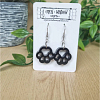 Black Resin Cat - Dog Paw Print Earrings (4)