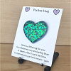 Tiny Blue Green Shimmer Glitter Resin Heart Pocket Hug – encouraging resin pocket hug