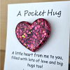 Comforting Purple Glitter Gold Flake Resin  Heart Pocket Hug Style 3 – cute handmade resin pocket hug