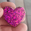 Comforting Purple Glitter Gold Flake Resin  Heart Pocket Hug Style 3 – cute handmade resin pocket hug