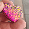 Comforting Purple Glitter Gold Flake Resin  Heart Pocket Hug Style 3 – cute handmade resin pocket hug