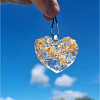 Gold Flake Clear Resin Heart Pendant Necklace (1)