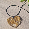 Gold Flake Clear Resin Heart Pendant Necklace (1)