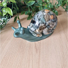 Handcrafted Large Green Tones Resin And Stones Snail – charming miniature resin snail
