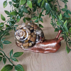 Handcrafted Earth Tone Pebbles Resin Snail 3 – charming miniature resin snail
