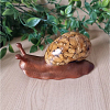 Tiny Brown Pebble Resin Large Snail – detailed glossy resin snail