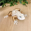 Whimsical Gold And White Pebble Large Resin Frog – cute handmade resin animal