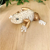 Whimsical Gold And White Pebble Large Resin Frog – cute handmade resin animal