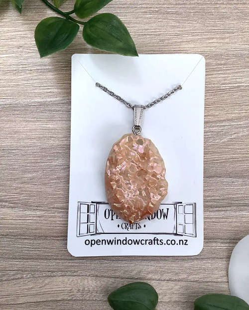 Irregular Golden Resin Pendant Necklace