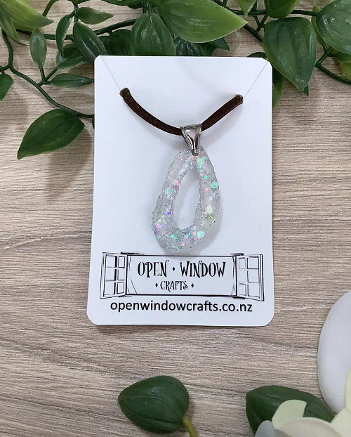 Glitter Resin Geode Pendant Necklace