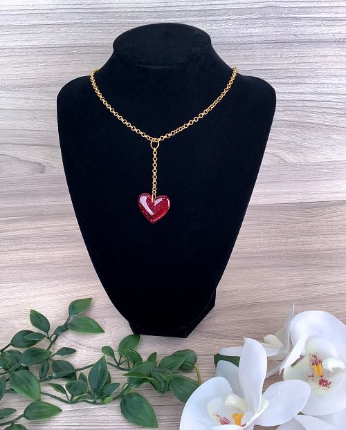 Resin glitter Heart Necklace Pendant open window crafts