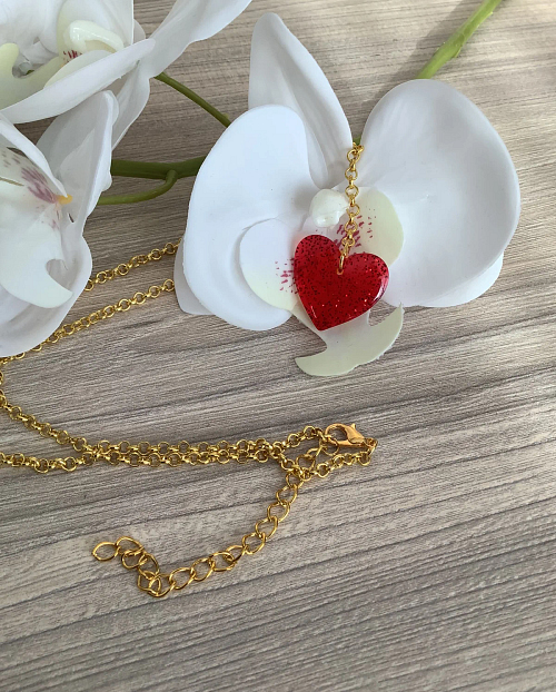 Resin glitter Heart Necklace Pendant open window crafts