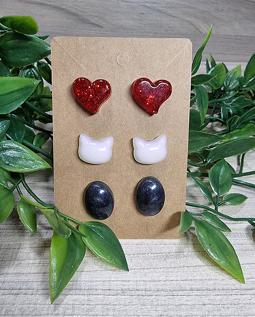 3 Pack Stud Resin Earrings Pack 2