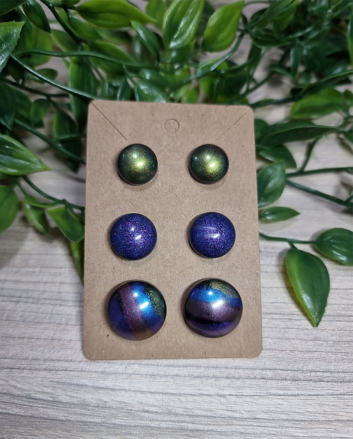3 Pack Stud Resin Earrings Pack 3