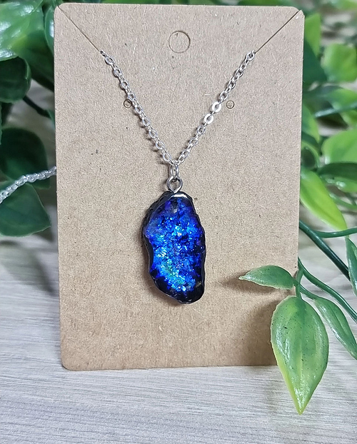 Irregular Small Geode Glitter Resin Necklace Pendant