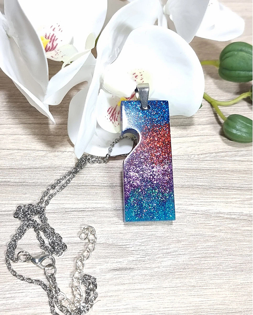 Glitter Color Pendant Necklace (2)