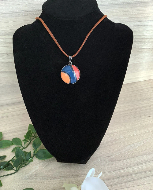 Orange Blue Resin Pendant (3)